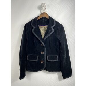 Boden‎ Women';s Jacket Size 12 Black Velvet Long Sleeve Dark Romantic Whimsygoth